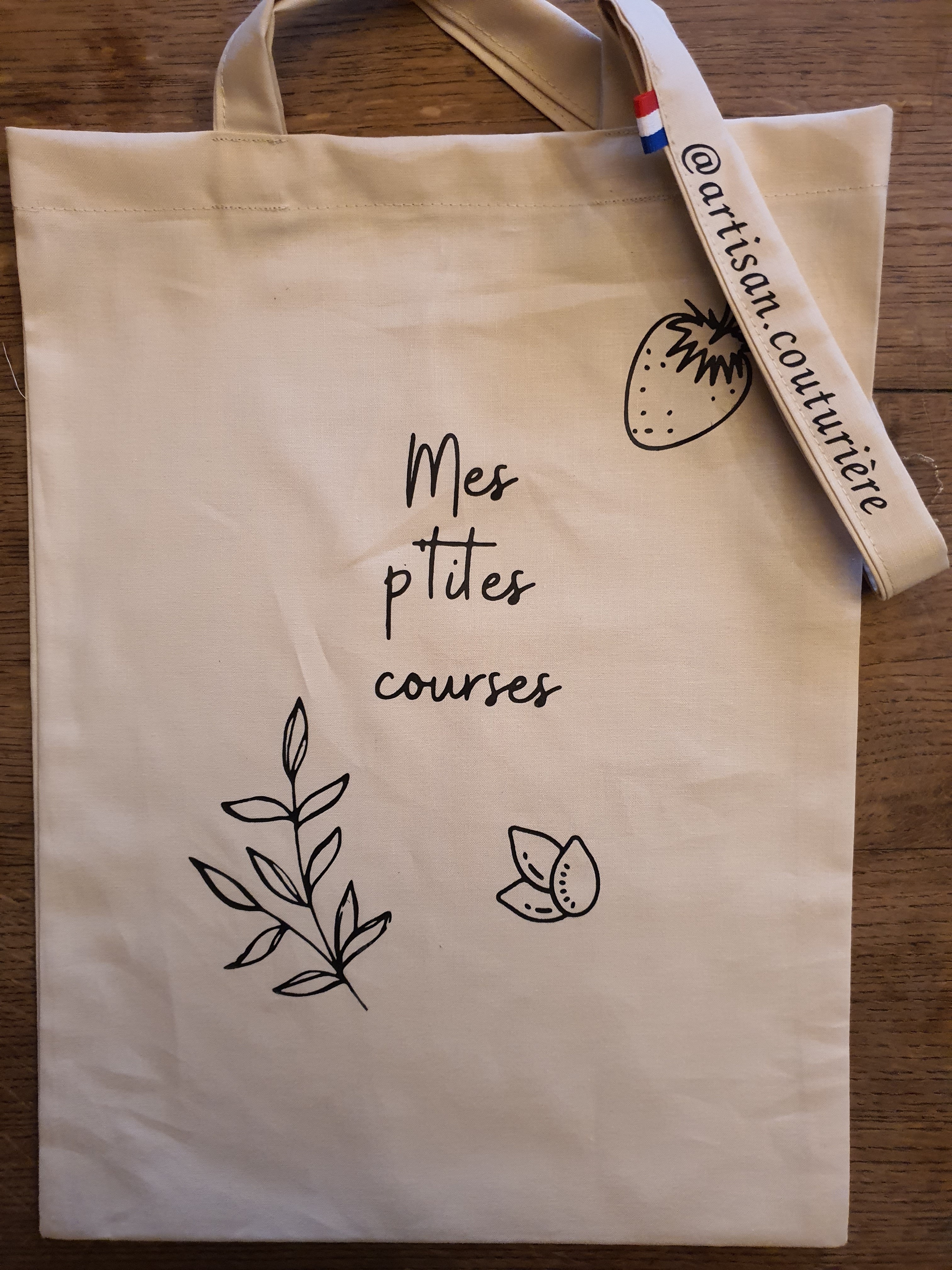 sac imprimé mes p'tites courses